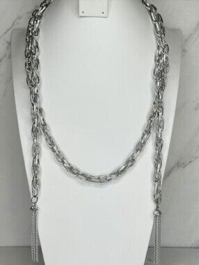 Silver Chain Tassel Necklace - Women's Jewelry